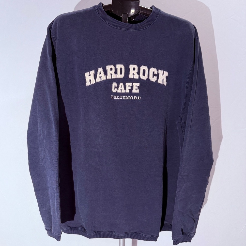 Hard Rock Cafe Baltimore Mens Crewneck‎ Sweatshirt Navy Blue Size XXLarge